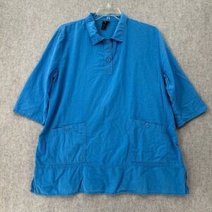 Focus Casual Life Tunic Top XL Lagenlook Artsy Boho Gauze‎ Cotton Pockets